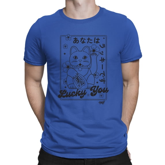 Lucky You Emoji - Japanese Maneki Neko Cat Design Men's T-shirt