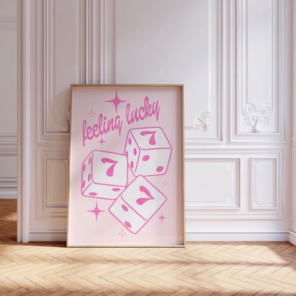 Lucky You Funky Home Decor Motivational Pink Room Y2K Aesthetic Trendy Apartment Art
