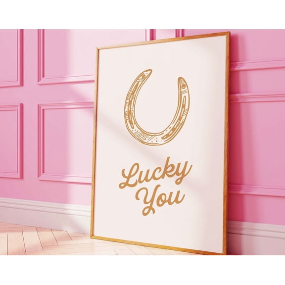 Lucky You Print, Art, Retro Tan Wall Art, Country Western Art Print, Trendy Retro Wall Art Wall Art, Modern Wall Decor, 24x36 UNFRAMED