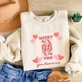 thumbnail image 1 of Lucky You Valentine Sweatshirt, Retro Vday Sweater, The Queen of Hearts Graphic Valentines Day Sweatshirt, Casino Poker Card Player Sweater (Sizes:3XL; Colors:Sand;), 1 of 1
