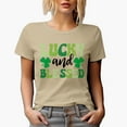 thumbnail image 1 of Lucky and Blessed, St. Patrick's Day, Tan T-Shirt, Small, 1 of 5