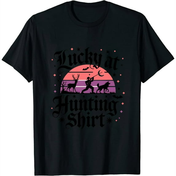 Lucky at Hunting Shirt Rabbit Lover Gifts Lazy Halloween Costume Video-Game Gaming T-Shirt