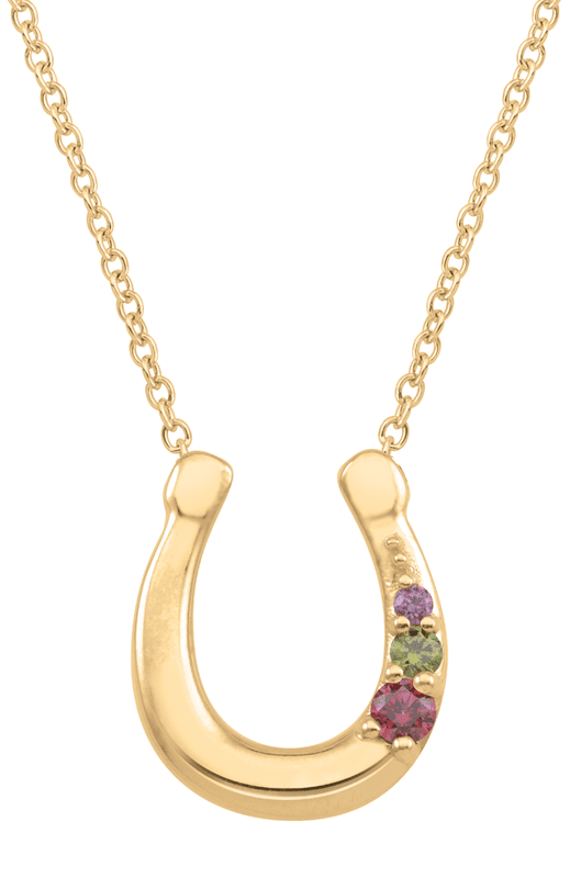 Lucky Horseshoe Necklace Personalized by Jewlster in 14k Gold with Birthstones