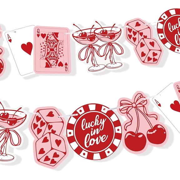 Lucky in Love Bachelorette Banner, Vegas Party Decorations