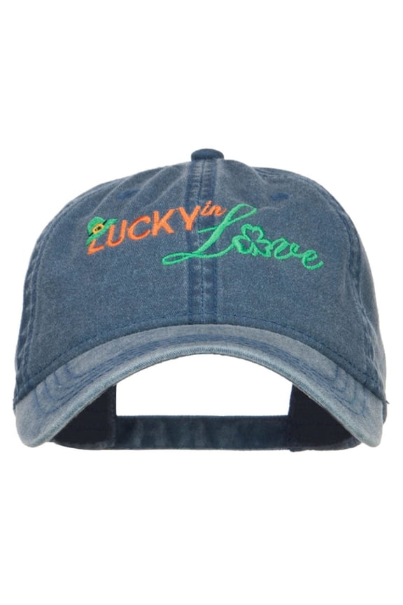 Lucky in Love Embroidered Washed Cap - Navy OSFM