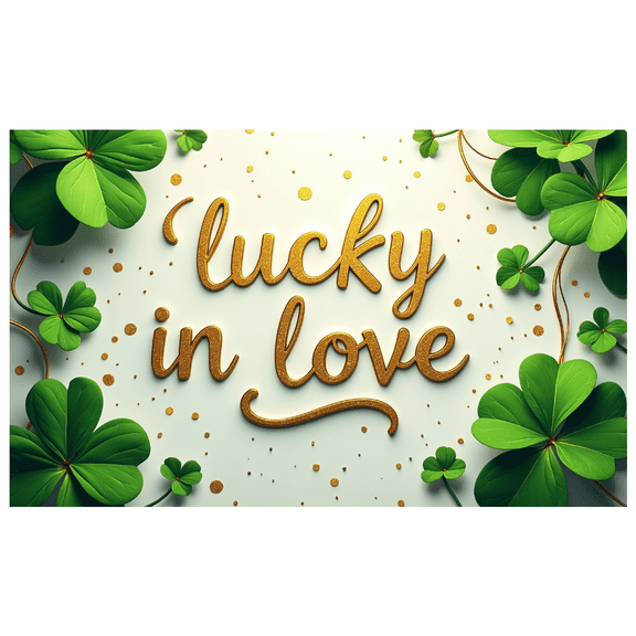 Lucky in Love St Patrick's Day Green Shamrock Design Backdrop Wedding Decor Event Party Banner Background Valentine's Day