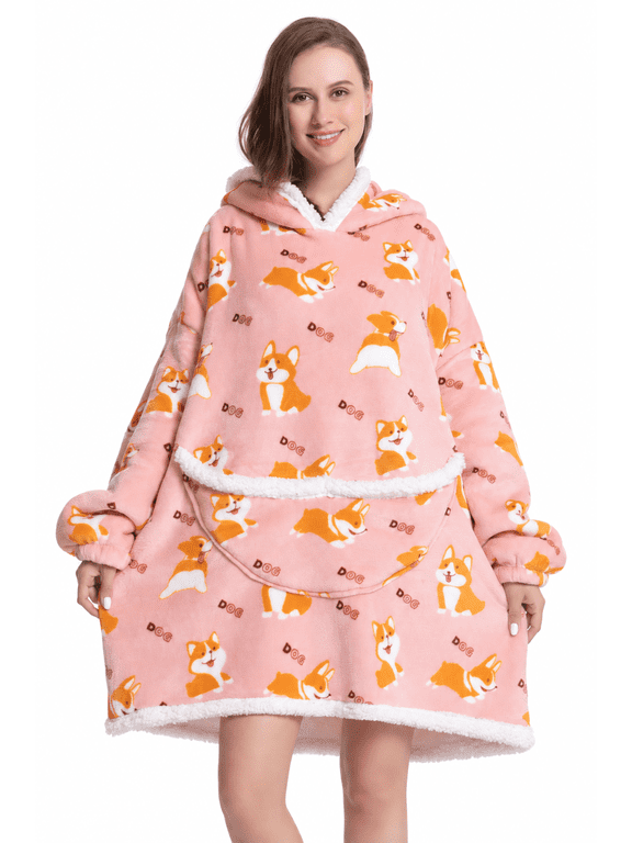 Oversized Wearable Blanket Hoodie for Adult,Fleece Sweatshirt Blanket Hoodie with Pocket & Hood,Gift for Women, Men, Mom, Dad