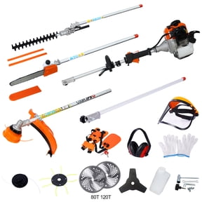 LuckyNote 12-in-1 Multi-Functional Trimming Tool, 32.6CC 2-Cycle Gas Garden Tool System with Pole Saw, Hedge Trimmer, Grass Trimmer & Brush Cutter, Orange