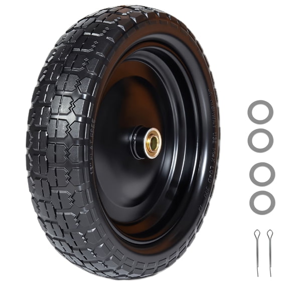 LuckyNote 13" Solid Rubber Tires 4.00-6 Flat Free Wheels with 5/8" Bearings, 2.2" Offset Hub – Set of 1