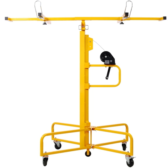 LuckyNote 13ft Drywall Lift Panel Hoist, Rolling Sheetrock Jack with 4 Casters & Brake, 150 lbs Capacity, Yellow