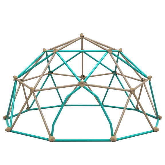LuckyNote 13ft Geometric Dome Climber Play Center, Kids Climbing Dome Tower, Rust & UV Resistant Steel Supporting 1000 lbs, Coffee+Green