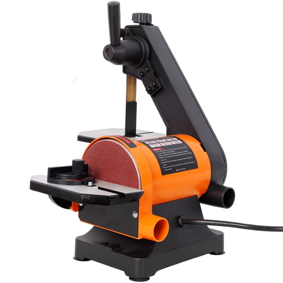 LuckyNote 1x30 Inch Bench Belt Sander with 5 Inch Disc, Benchtop Belt Disc Sander with Wrench Storage & Easy Belt Cover, Black+Orange