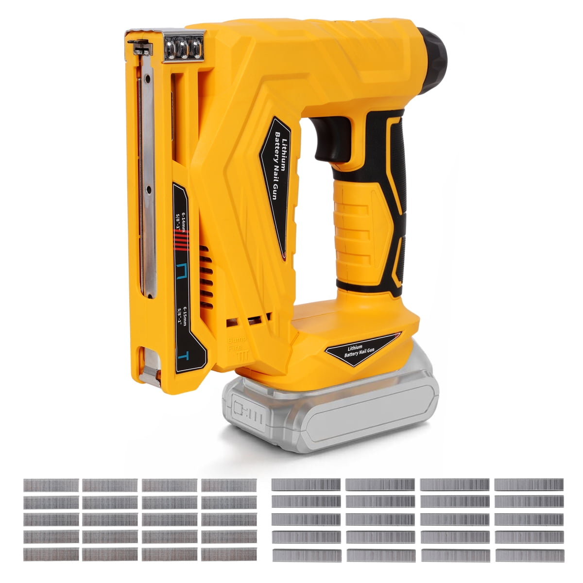LuckyNote 2-in-1 Cordless Brad Nailer & Stapler, Compatible with Makita 20V Battery, 18GA Nails & T50 Staples, Tool Only, Yellow
