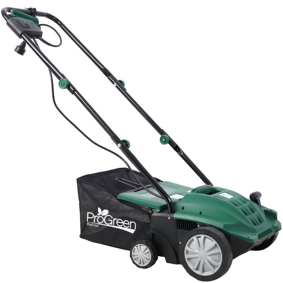 LuckyNote 2-in-1 Garden Scarifier & Dethatcher, 13" 12A Electric Lawn Dethatcher with 31.7QT Removable Collection Bag,  Green