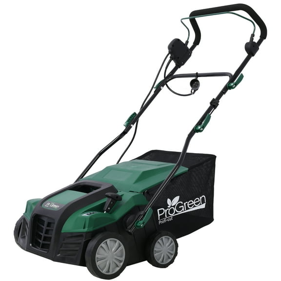 LuckyNote 2-in-1 Garden Scarifier & Dethatcher, 16" 15A Electric Lawn Dethatcher with 58QT Removable Collection Bag, Green