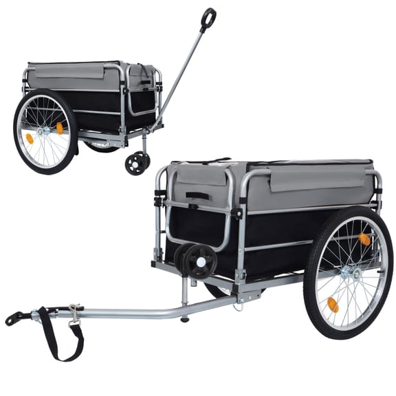 LuckyNote 20" Bike Cargo Trailer, 220 LB Heavy Duty Folding Bicycle Wagon with Removable Cover & Universal Hitch, Multiple Colors