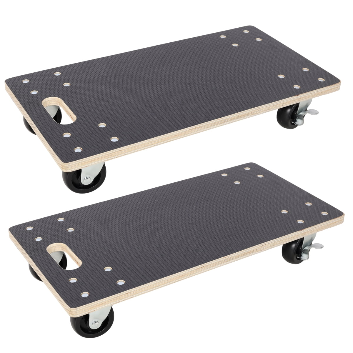 LuckyNote 22.5"x11.4" Furniture Moving Wooden Dolly Set of 2, Heavy Duty Rolling Mover with 2 Brake Wheels, Supports 1320 lbs – Black