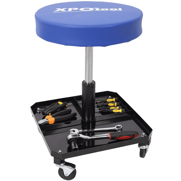 LuckyNote250 LBS Rolling Pneumatic Creeper Garage,Adjustable Mechanic Stool with Tool Tray Storage