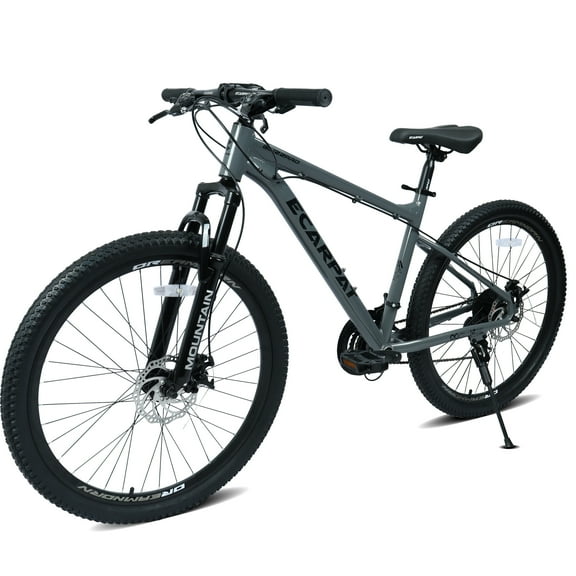 LuckyNote 26 Inch Mountain Bike, 21-Speed All-Terrain Bike with Disc Brakes, Carbon Steel Frame & Front Suspension for Men & Women, Grey Black