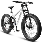 LuckyNote 26 Mountain Bike Full-Suspension 21 Speeds Disc-Brake, 26x4 Fat Tire Bike for Men
