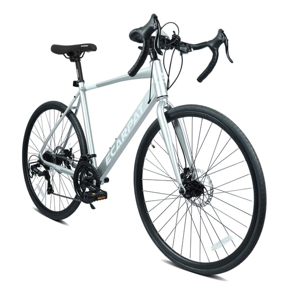 LuckyNote 28" Aluminum Road Bike, 16‑Speed, Disc Brakes, Drop Handlebars, for Commuting & Fitness, Silver