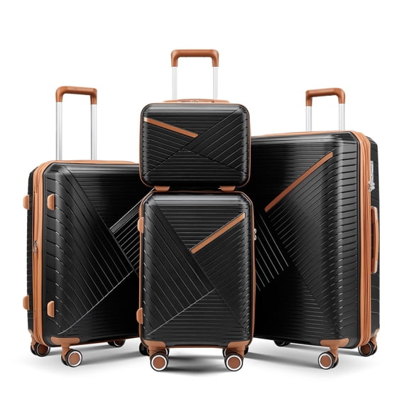 【LuckyNote】4 Piece Lightweight Luggage Set, Expandable Hardshell Suitcase with 360° Mute Spinner Wheels & TSA Lock (14/20/24/28 Inch)