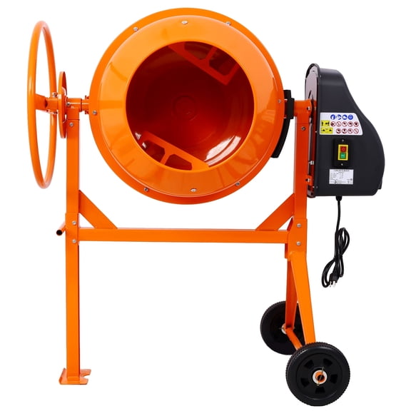 LuckyNote 5 Cu. Ft. Electric Cement Mixer, 650W Portable Concrete Mixer Machine with Heavy-Duty Steel Frame, for Mortar Stucco & Fodder, Orange
