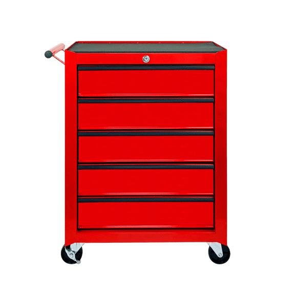 LuckyNote 5‑Drawer Rolling Tool Chest, 20″ Steel Tool Cabinet with Ball Bearing Slides, Mobile Workbench Storage, Red