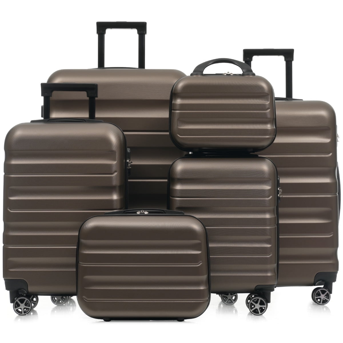【LuckyNote】6-Piece ABS Hardshell Luggage Set for Business & Travel, Includes Carry-On & Check-In Sizes with Spinner Wheels