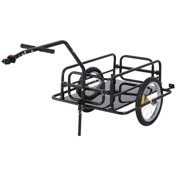 LuckyNote Bike Cargo Trailer, Heavy-Duty Foldable Bicycle Wagon Cart with Universal Hitch and 16" Wheels, 88 lbs Capacity, Black