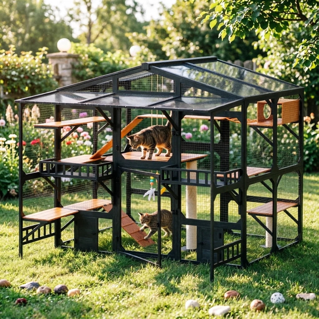 LuckyNote Extra Large Cat Enclosure for Multiple Cats, Outdoor Cat Cage ...