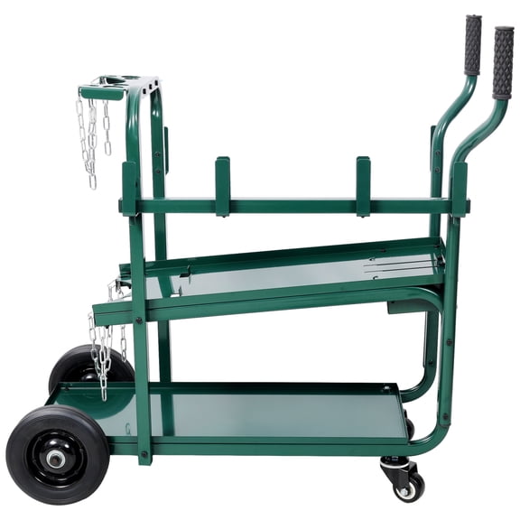 LuckyNote Heavy Duty 2-Tier Rolling Welding Cart, Portable Welder Storage Trolley with Wheels for MIG/TIG/ARC Welder & Plasma Cutter – Green