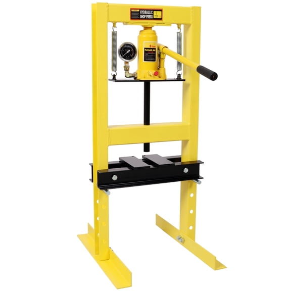 【LuckyNote】Heavy-Duty 6-Ton Bottle Jack Press, Steel Frame Shop Press with Gauge for Bending, Straightening & Installing Bearings