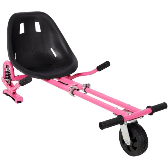LuckyNote Hoverboard Seat Attachment Go-Kart, Fits 6.5"/8"/10" Hoverboards, Dual Pole & Dual Shock Absorber, Adjustable Off-Road Frame, Pink
