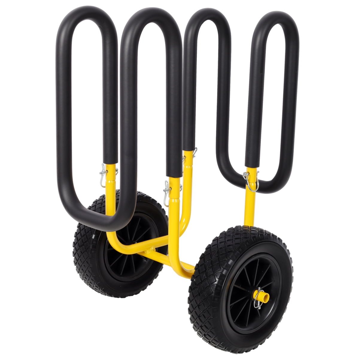 LuckyNote M‑Shape SUP & Surfboard Transport Cart, 150 LBS Capacity, 10″ Flat‑Free Tires, Aluminum Frame, Fits Boards up to 6.25″ Thick, Yellow