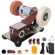 LuckyNote Mini Belt Sander, 7 Speed 4000 9000 RPM Electric Knife Sharpener, Power Belt Grinder for Woodworking Metal DIY, Gray+Silver