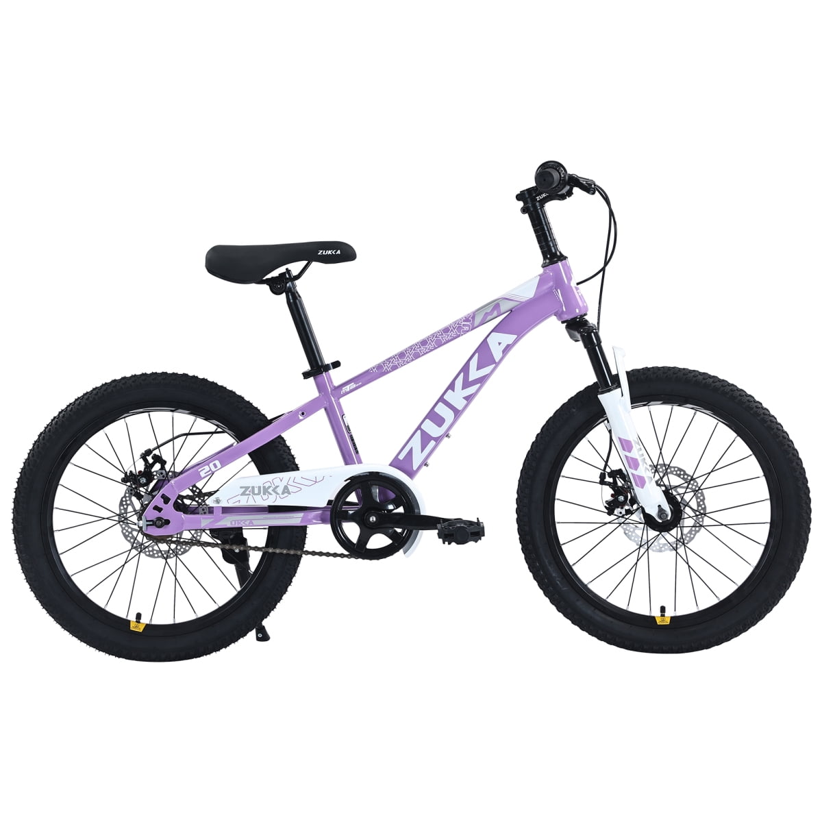 LuckyNote Mountain Bike 20 Inch MTB, Steel Frame, Single Speed, Front and Rear Disc Brakes, Purple
