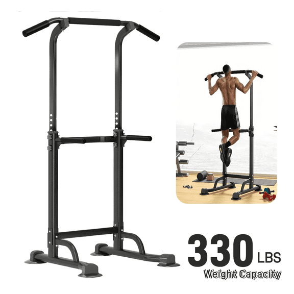 LuckyNote Multi-Function Power Tower Workout Station, Adjustable Height Pull Up Bar & Dip Stand with Ergonomic Foam Pads, Space-Saving Foldable Design for Home Gym