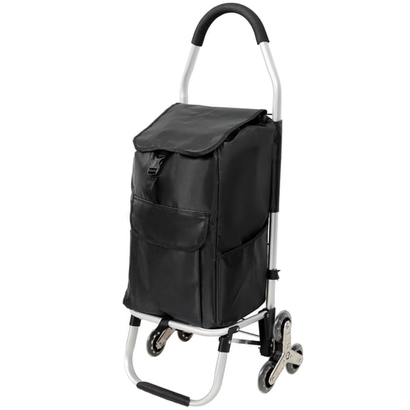 LuckyNote Stair Climbing Shopping Trolley with Stainless Steel Triangular Wheels, 40L Removable Oxford Waterproof Bag, Lightweight Alloy Frame, 88 lbs Capacity, Black