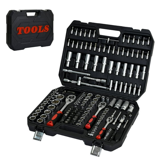 LuckyNoteHeavy-Duty 171-Piece Tool Kit with Blow-Molded Case - Non-Slip Handles, Chrome Alloy Steel Sockets, Ideal for Homeowners, DIY, and Garage Use