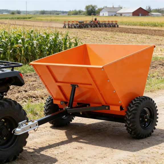 LuckyNote Towable Spreader, 71 Gal Sand Salt Gravel Spreader for ATV UTV Tractor with Adjustable Flow & 39.4in Spread Width, Orange