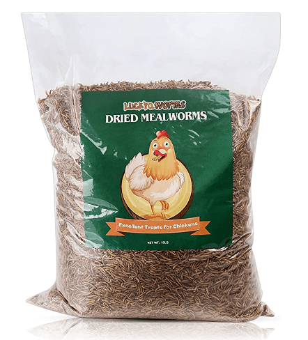 LuckyQworms - 10LBs Nutrient-Dense Dried Mealworms for Pets - Ideal for Birds, Chickens, Fish, Reptiles, and Small Mammals, Eco-Friendly, Non-GMO, Free from Harmful Chemicals, Complete Natural Feed