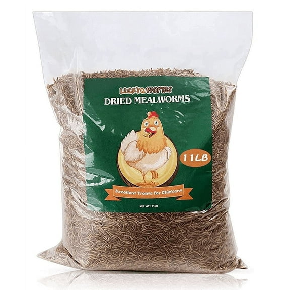 LuckyQworms 11 lbs Dried Mealworms for Pets Birds Chicken Fish Poultry Reptiles Rodents Small Mammals High Protein Omega-3 Fatty Acids Natural Feed Eco-Friendly Non-GMO No Harmful Chemicals