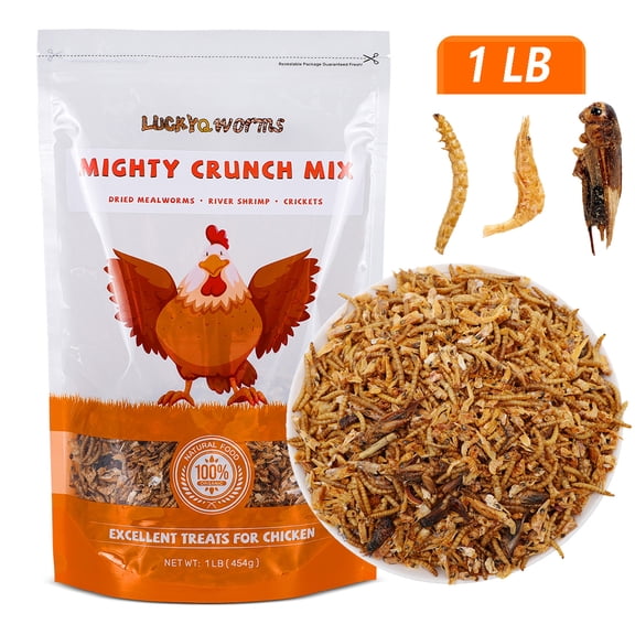 LuckyQworms 1LB Turtle Treats: 59% High-Protein Dried Mealworms, Crickets & River Shrimp Mix for Aquatic & Terrestrial Turtles