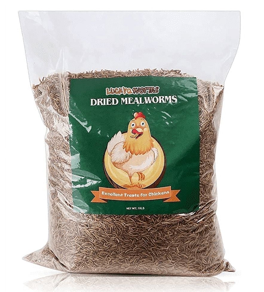 LuckyQworms Dried Mealworms 20 lbs High Protein, Omega-3 Rich, Natural Feed for Birds, Chickens, Fish, Poultry, Reptiles, Rodents, Small Pets