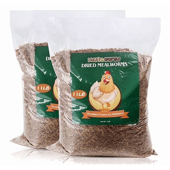 LuckyQworms 22 lbs Dried Mealworms for Pets Birds Chicken Fish Poultry Reptiles Rodents Small Mammals High Protein Omega-3 Fatty Acids Natural Feed Eco-Friendly Non-GMO No Harmful Chemicals