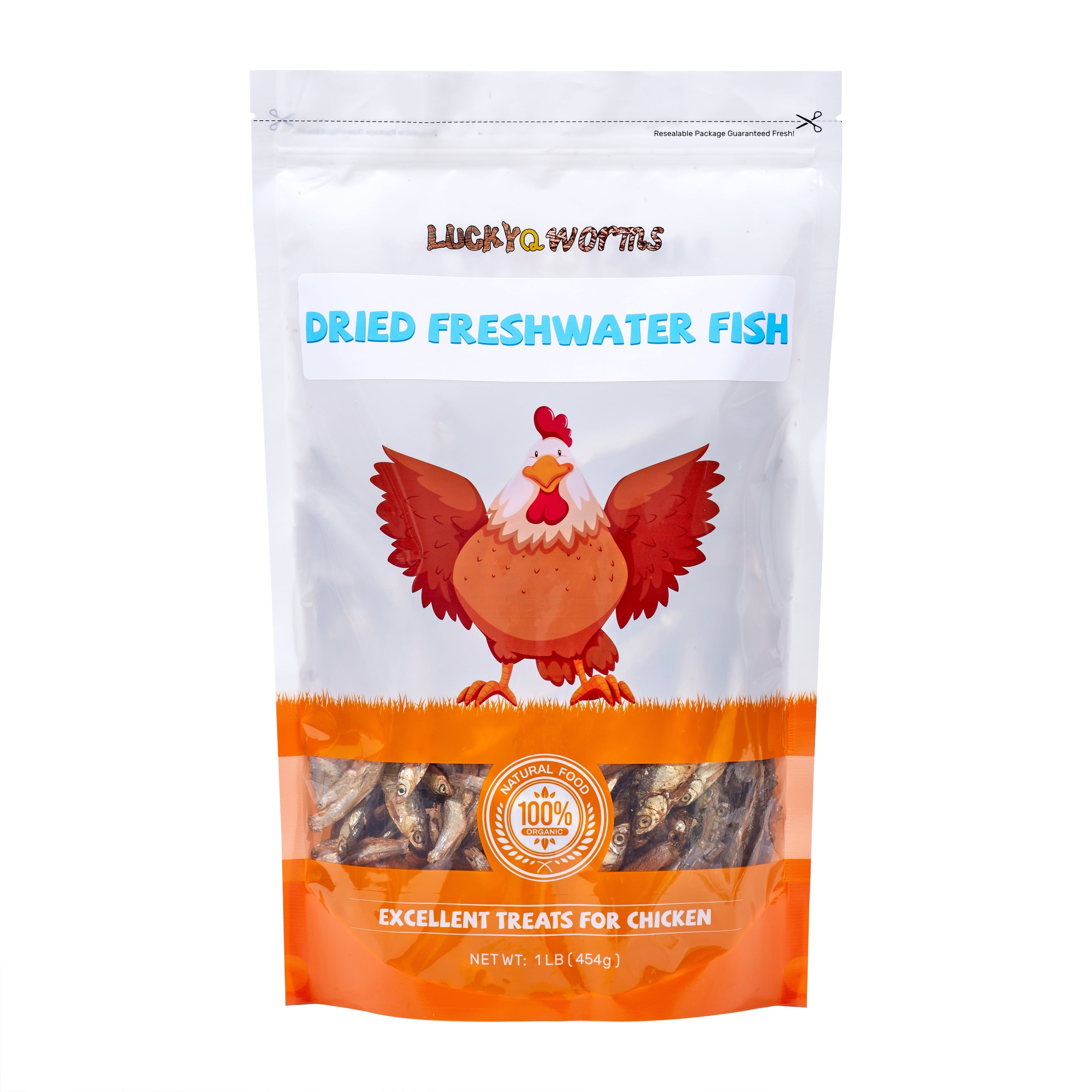 LuckyQworms Dried Freshwater Fish 1lb Protein-Rich Treats for Chickens Ducks Reptiles Natural Whole Fish Snack