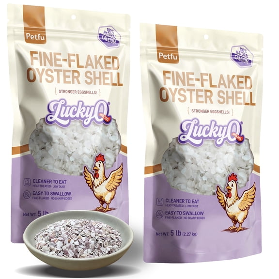 LuckyQworms Crushed Oyster Shell 10 lbs, Fine‑Flaked 3‑5mm, 40% High Calcium Poultry Grit for Laying Hens, Chickens, Ducks & Backyard Poultry | Supports Strong Eggshells & Bones