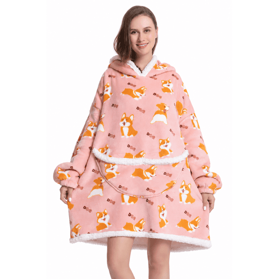 Luckyapr Oversized Wearable Blanket Hoodie for Adult,Fleece Sweatshirt Blanket Hoodie with Pocket & Hood,Gift for Women, Men, Mom, Dad