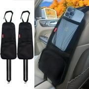 Luckybay Car Seat Side Organizer, Updated Auto Seat Storage Hanging Bag with Two Pockets, Phones, Drink, Sunglass, Stuff Holder with Two Pockets for Cars, SUVs, Trucks Update Black, 2 Pack